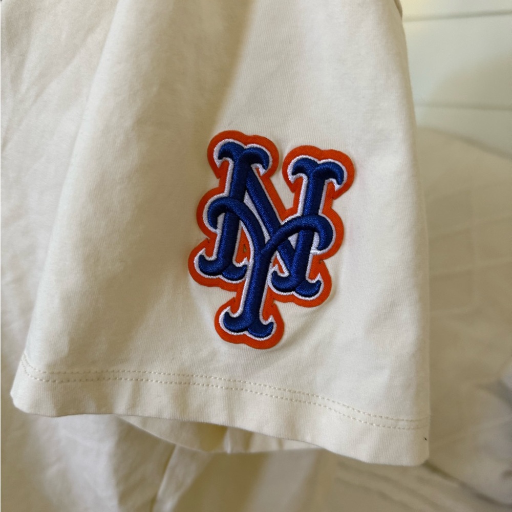 Mets Floral Logo Cotton Short Sleeve Tee - Cream/Blue/Orange - Picture 7 of 11